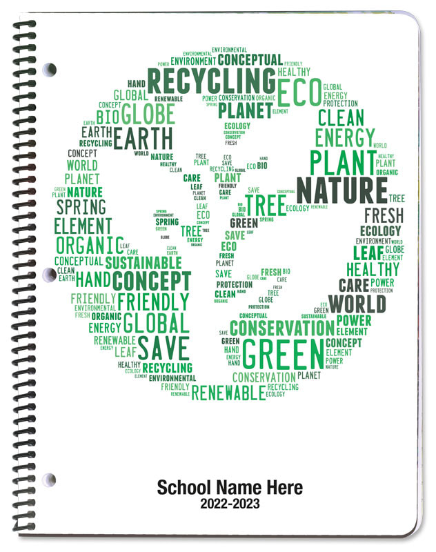 Environmental awareness student planner covers.