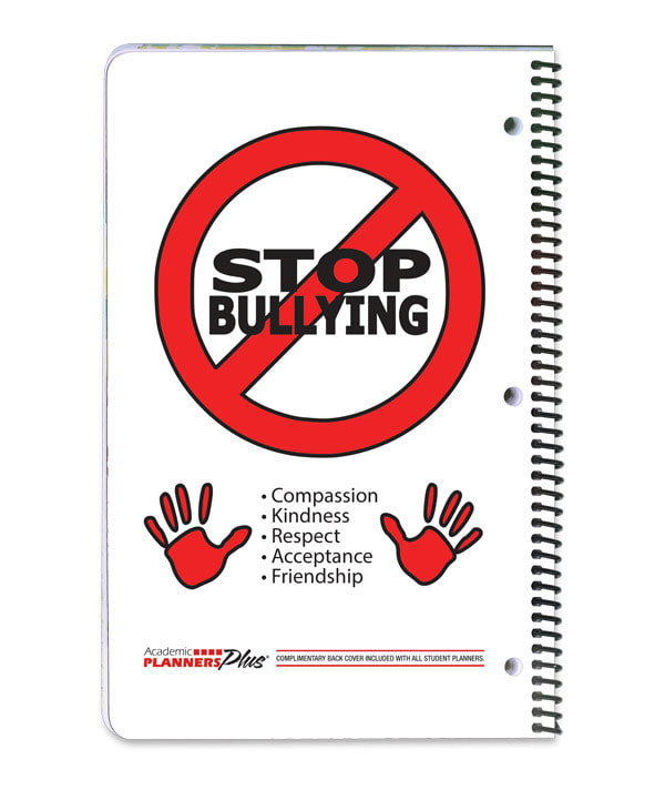 stop bullying back cover, high school planner back cover
