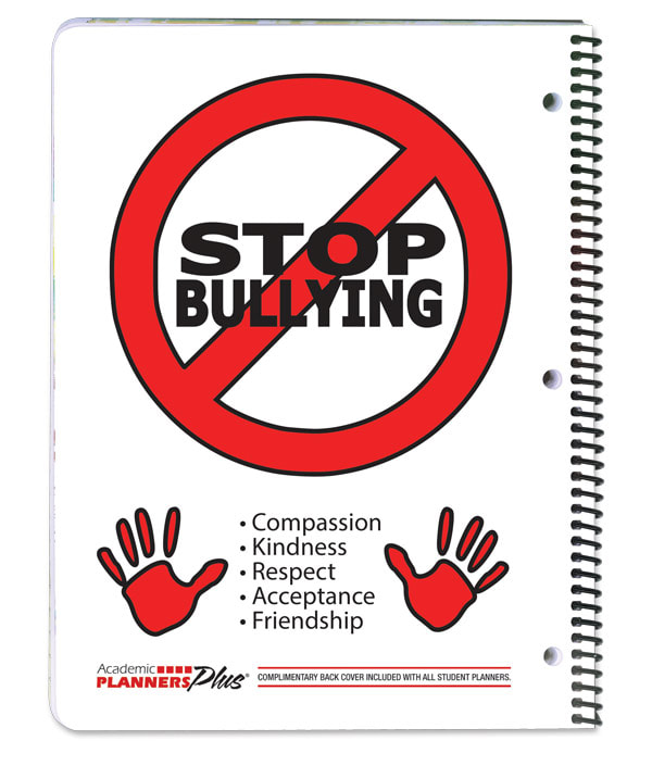 planner back cover, stop bullying, Academic Planners Plus